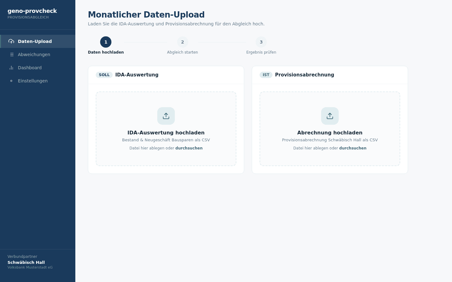 geno-provcheck Daten-Upload
